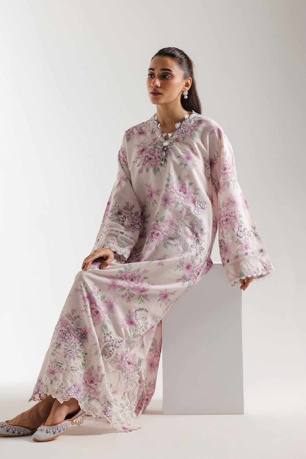 SILK COLLECTION_Printed Silk FROCK WITH EMBROIDERY JEE COLLECTION